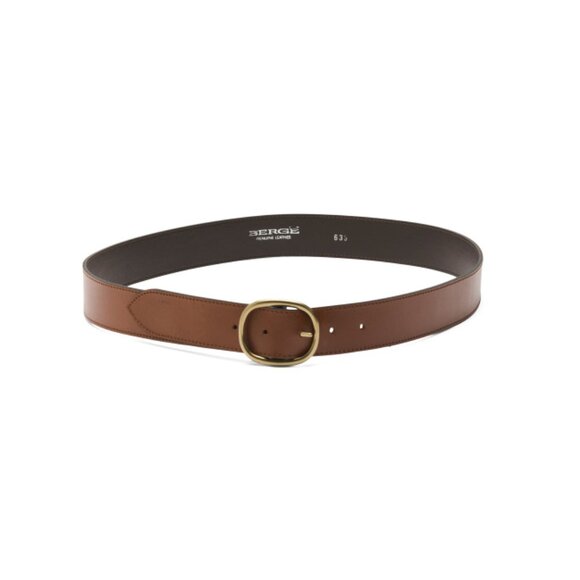 BERGE Tan Made In Italy Leather Plain Belt - Picture 1 of 1